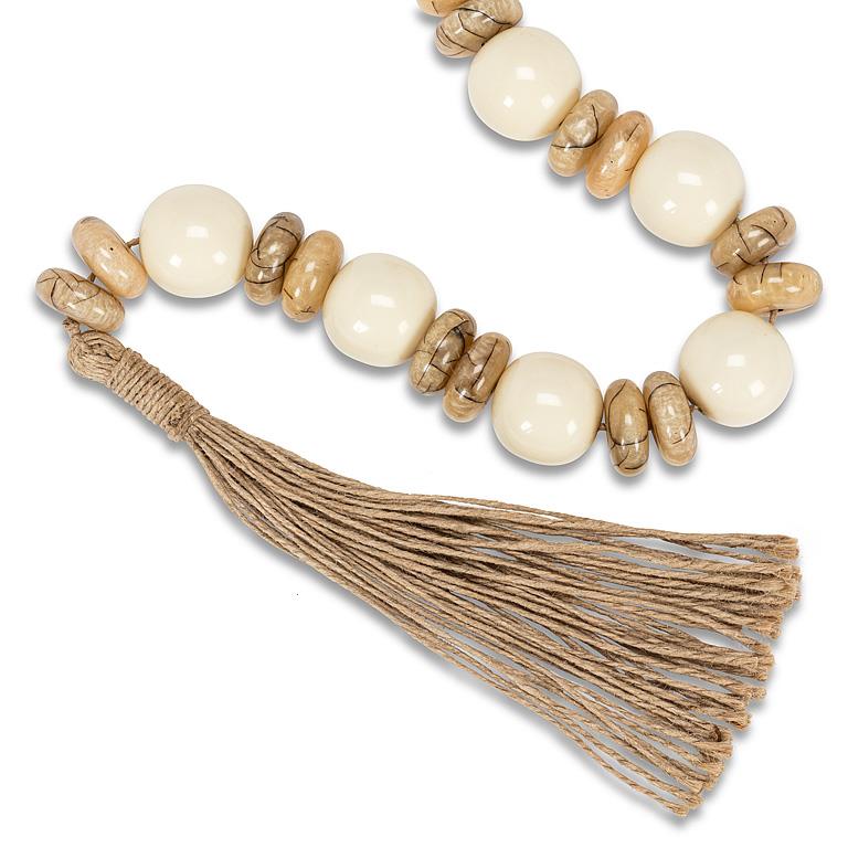 BEAD GARLAND, BALL&DISC - WHITE/AMBER