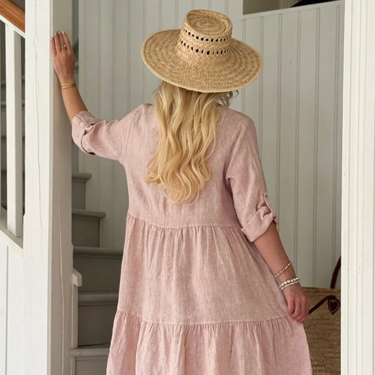 DRESS LINEN, BETHANY - PINK