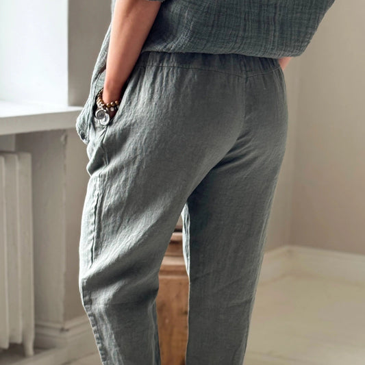 JOGGERS, LINEN - CAMO
