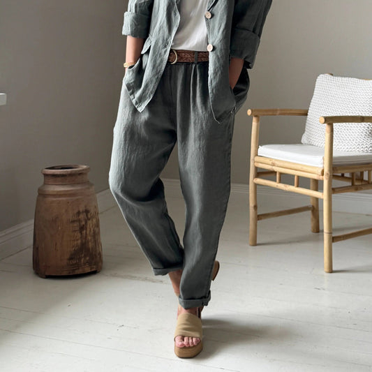 JOGGERS, LINEN - CAMO
