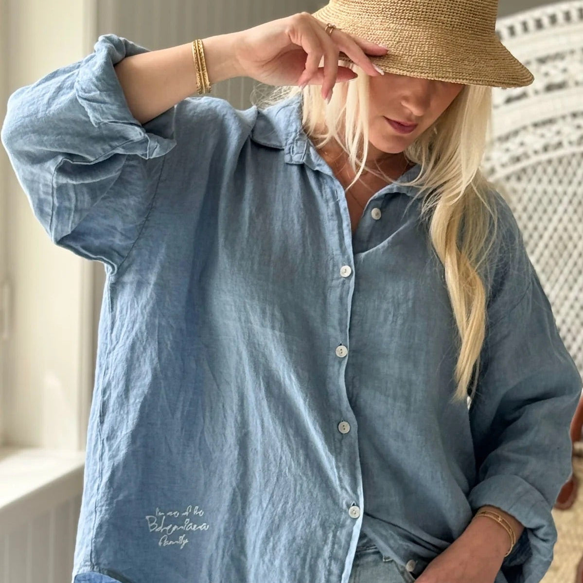 SHIRT LINEN, BREEZY - DENIM BLUE