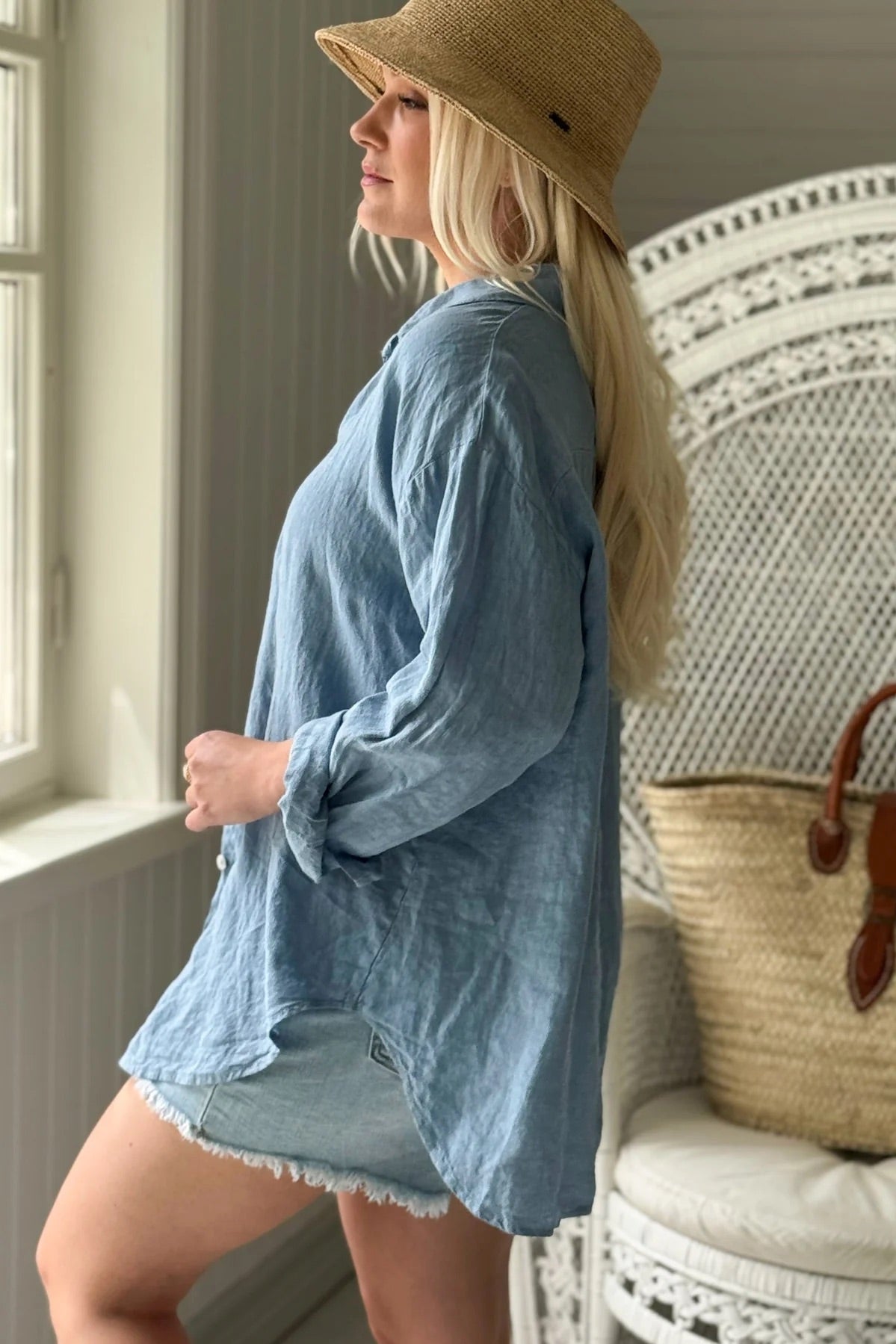 SHIRT LINEN, BREEZY - DENIM BLUE