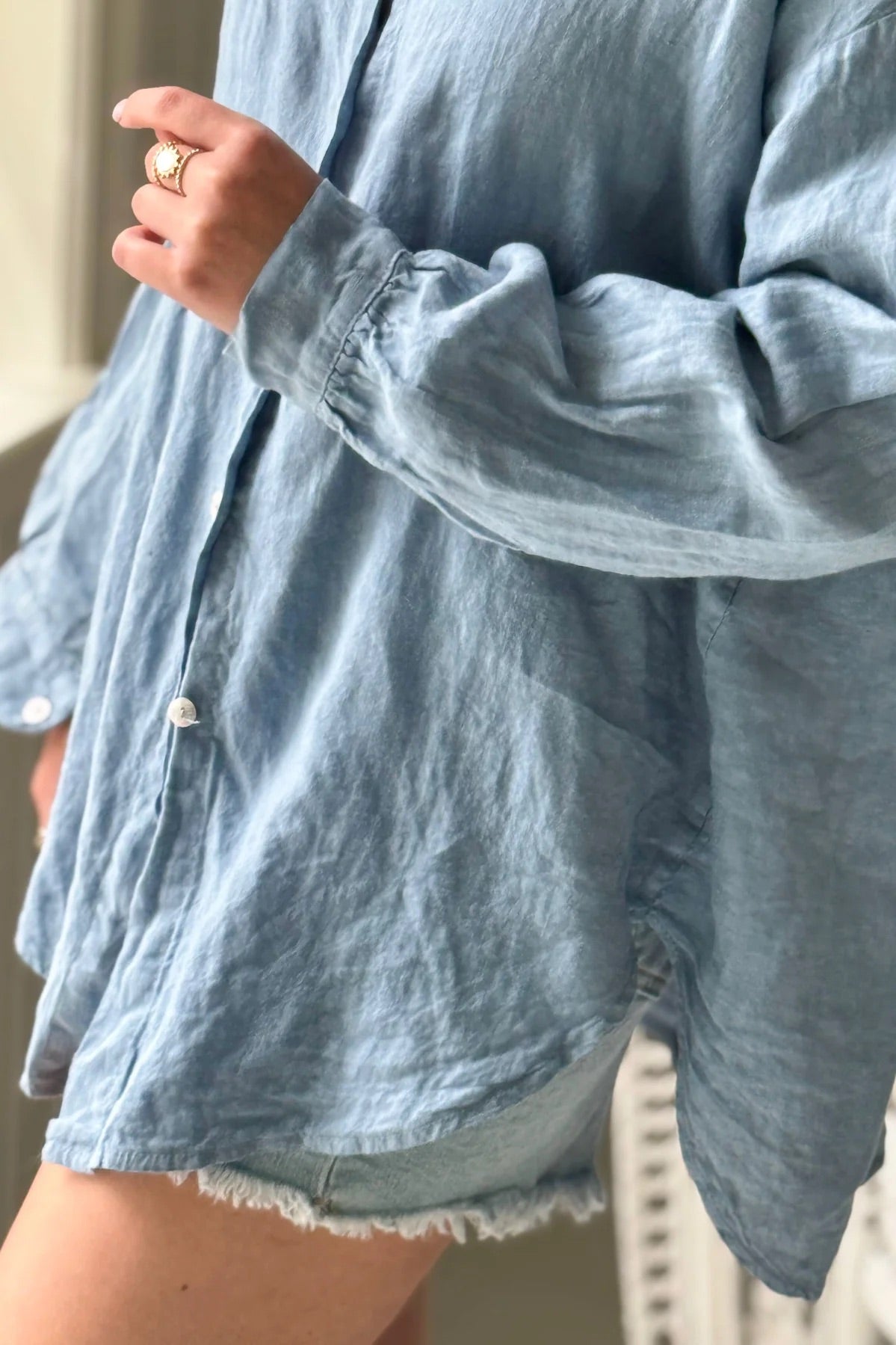 SHIRT LINEN, BREEZY - DENIM BLUE