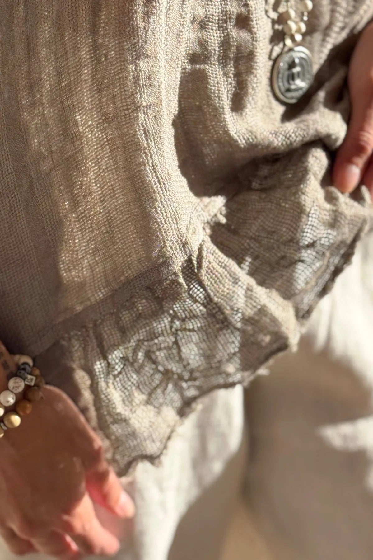 SHIRT LINEN MESH, COSTA - TAUPE