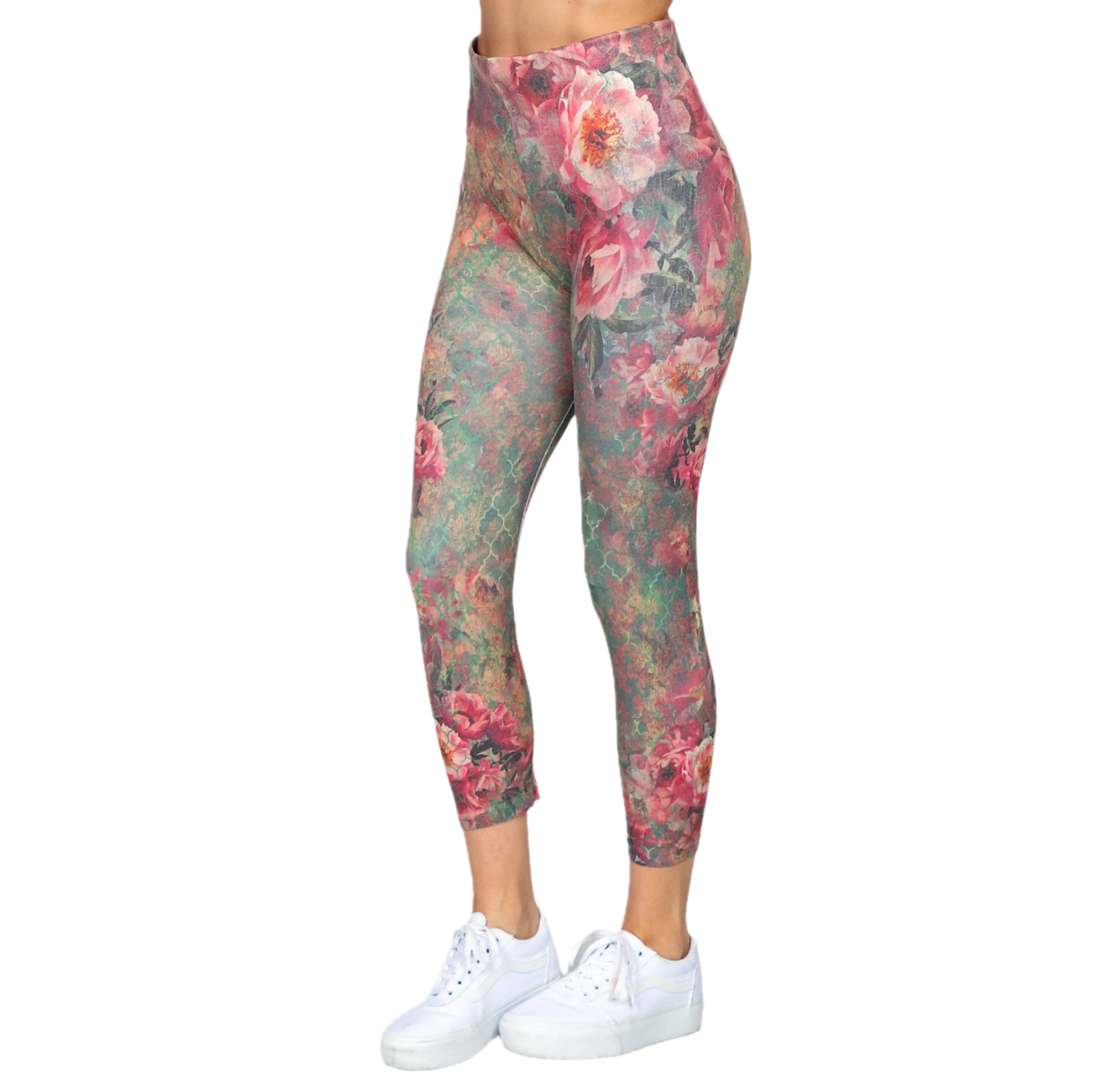 LEGGINGS, CROPPED - VINTAGE FLORAL PRINT