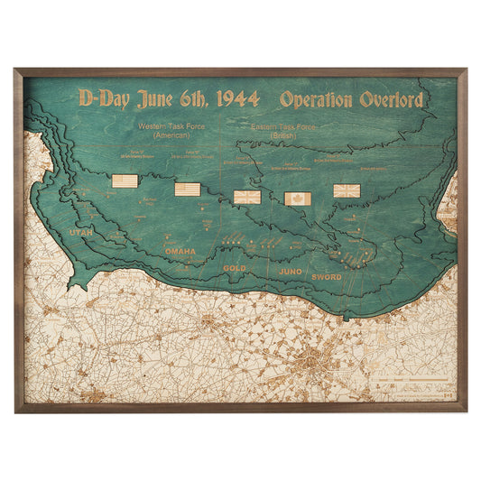 MAP, FRAMED - D-DAY BEACHES (L)
