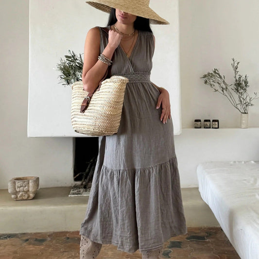 DRESS LINEN, DANIELLE - TAUPE