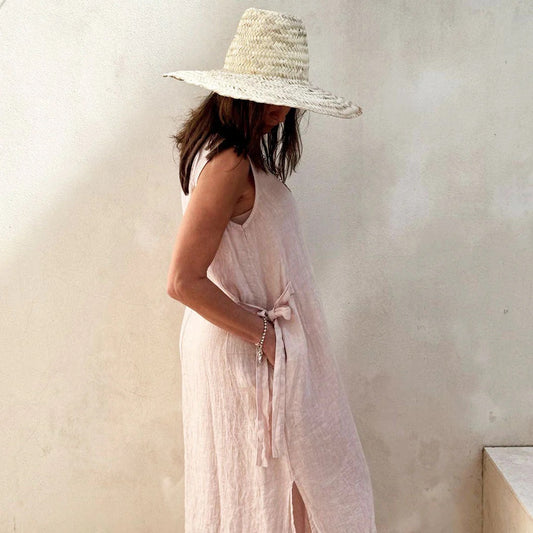 DRESS LINEN, ESTELLA - LIGHT PINK