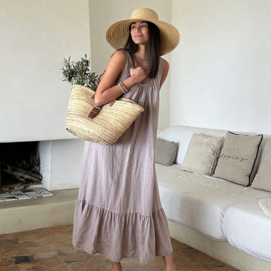 DRESS LINEN, EVANNA - SILVERPINK
