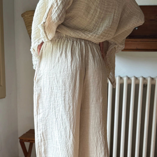 TROUSERS LINEN, FARO - SAND
