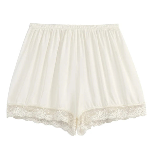 SHORTS SATIN, FLEUR - OFF-WHITE