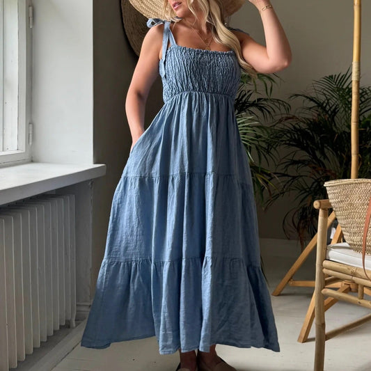 DRESS LINEN, FLORENTINO - DENIM BLUE