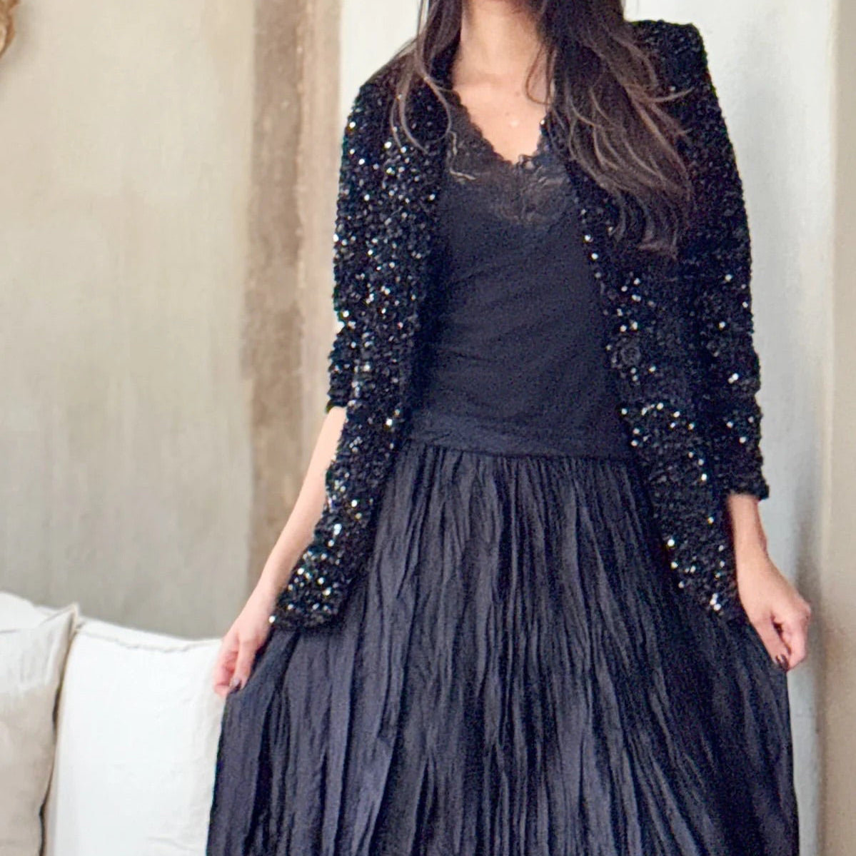 SKIRT GLAM, MAXI - BLACK