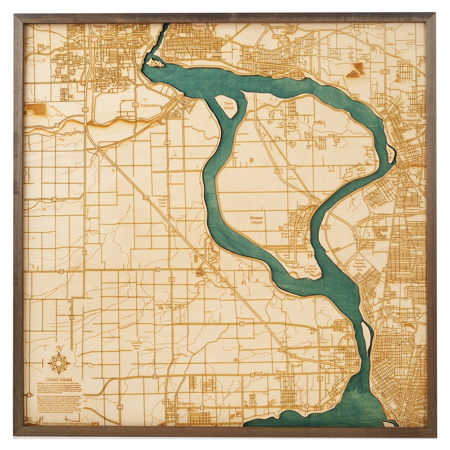 MAP, FRAMED - GRAND ISLAND (L)