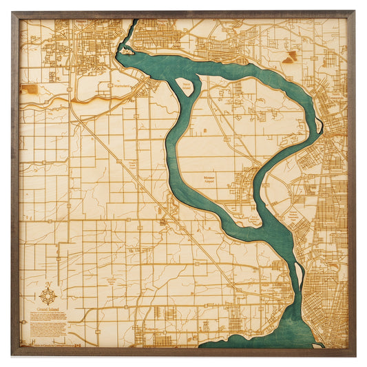 MAP, FRAMED - GRAND ISLAND (L)