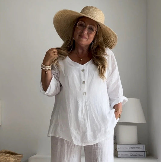 SHIRT LINEN, HABITAT - WHITE