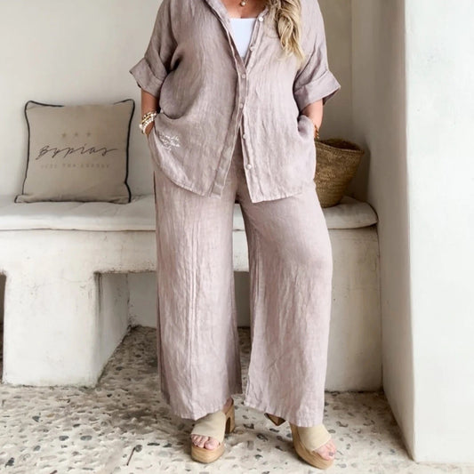 TROUSERS LINEN, HAVANA - SILVERPINK