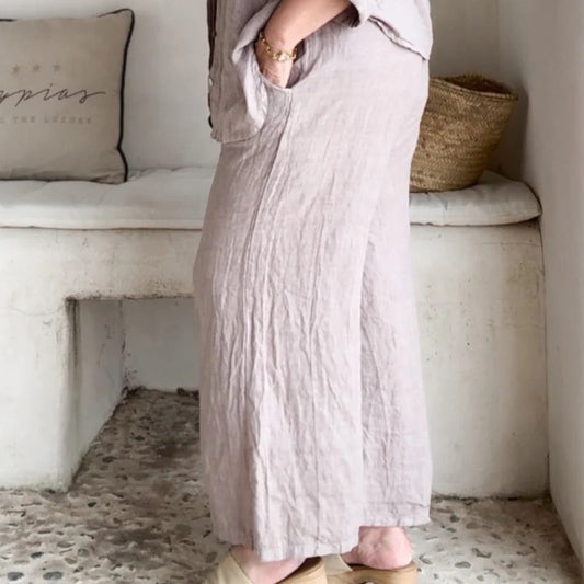 TROUSERS LINEN, HAVANA - SILVERPINK