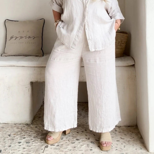 TROUSERS LINEN, HAVANA - SAND