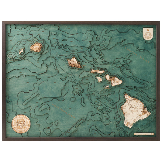MAP, FRAMED - HAWAIIAN ISLANDS