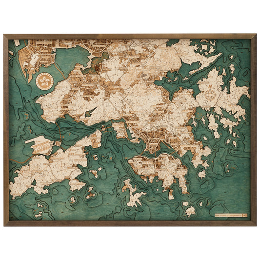 MAP, FRAMED - HONG KONG (L)