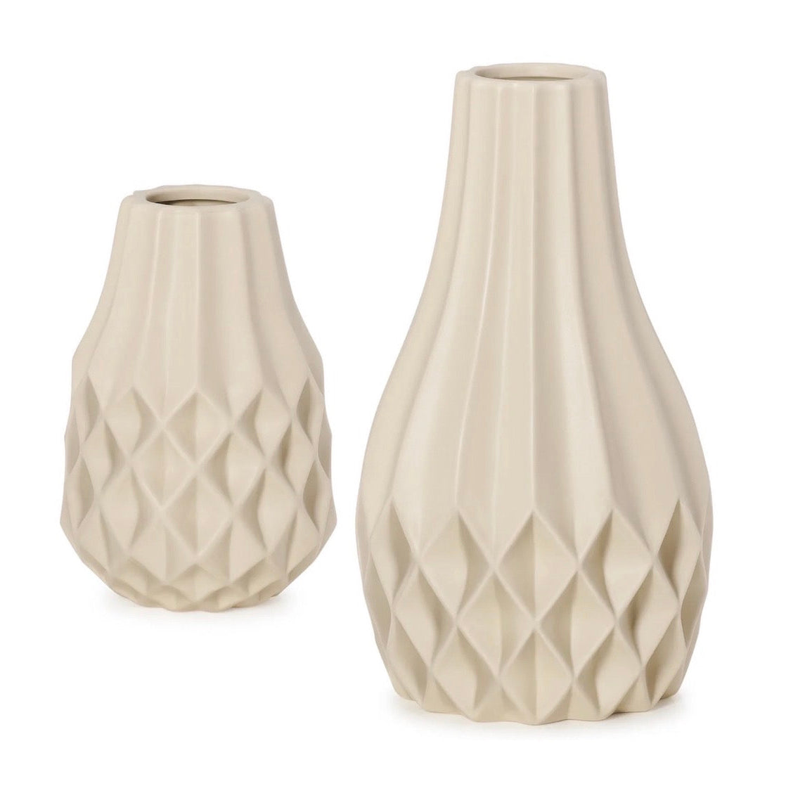 VASE, CERAMIC - BULB, BEIGE