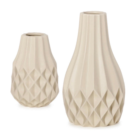 VASE, CERAMIC - BULB, BEIGE