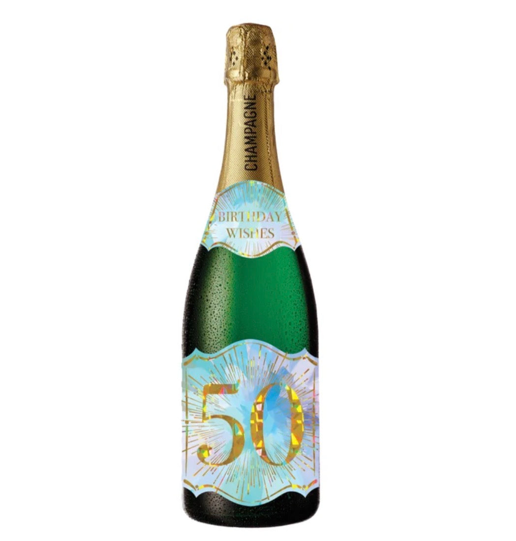 CHAMPAGNE CARD - HAPPY BD AGE 50