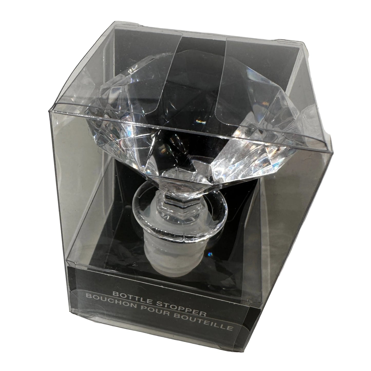 BOTTLE STOPPER - CLEAR DIAMOND SHAPE