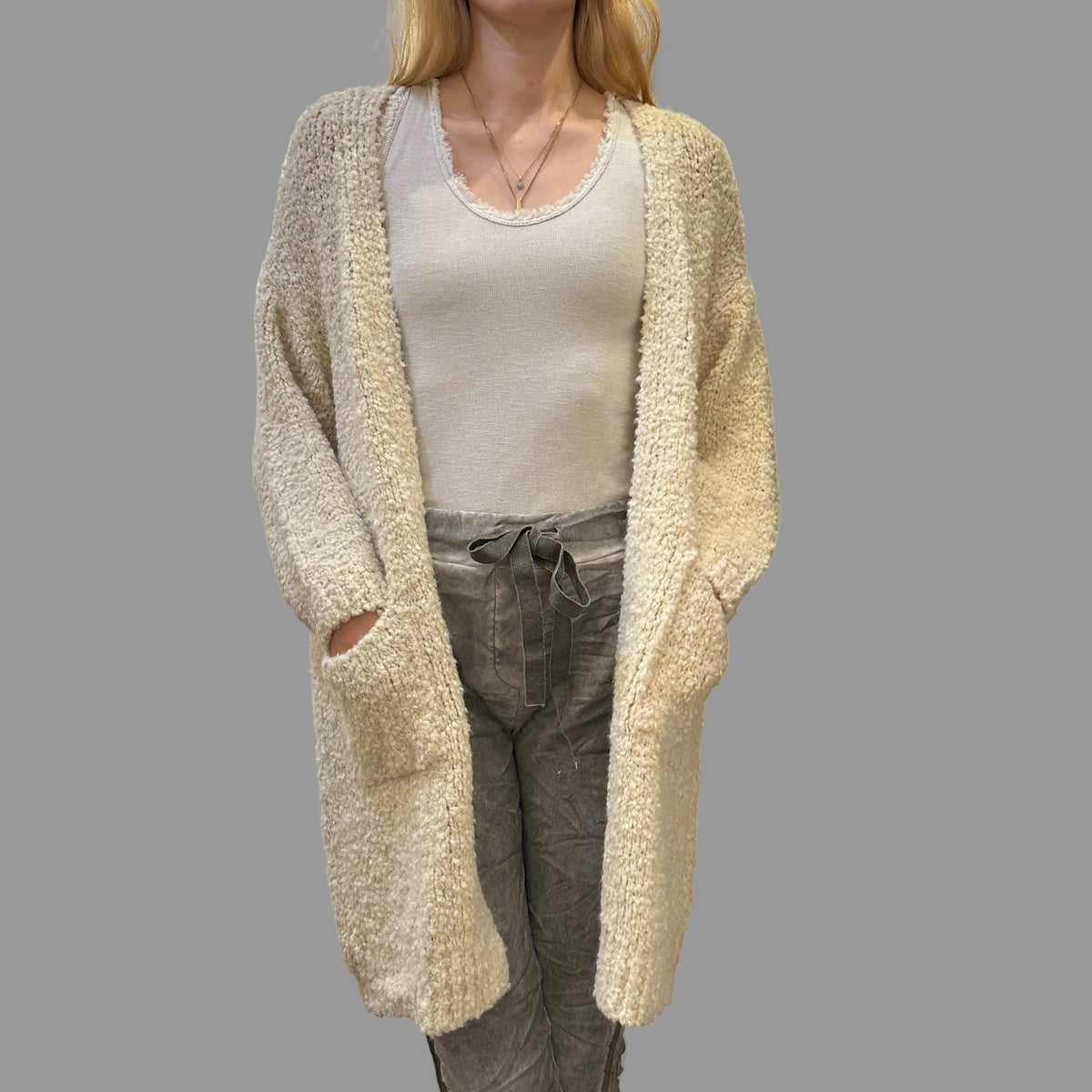 CARDIGAN, KNEE LENGTH - BOUCLÉ