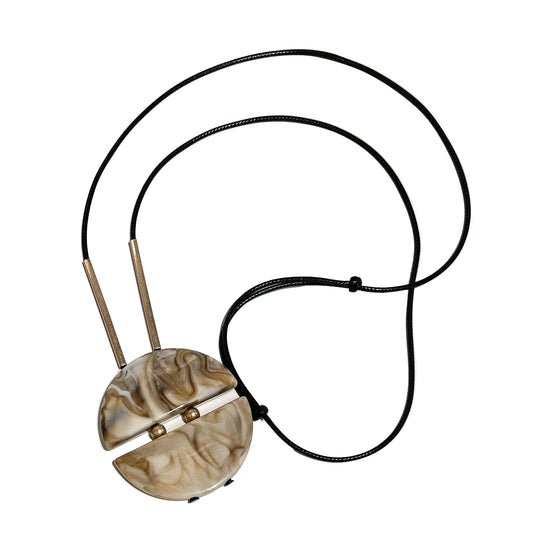 NECKLACE, PENDANT - BROWN/WHITE MARBLE