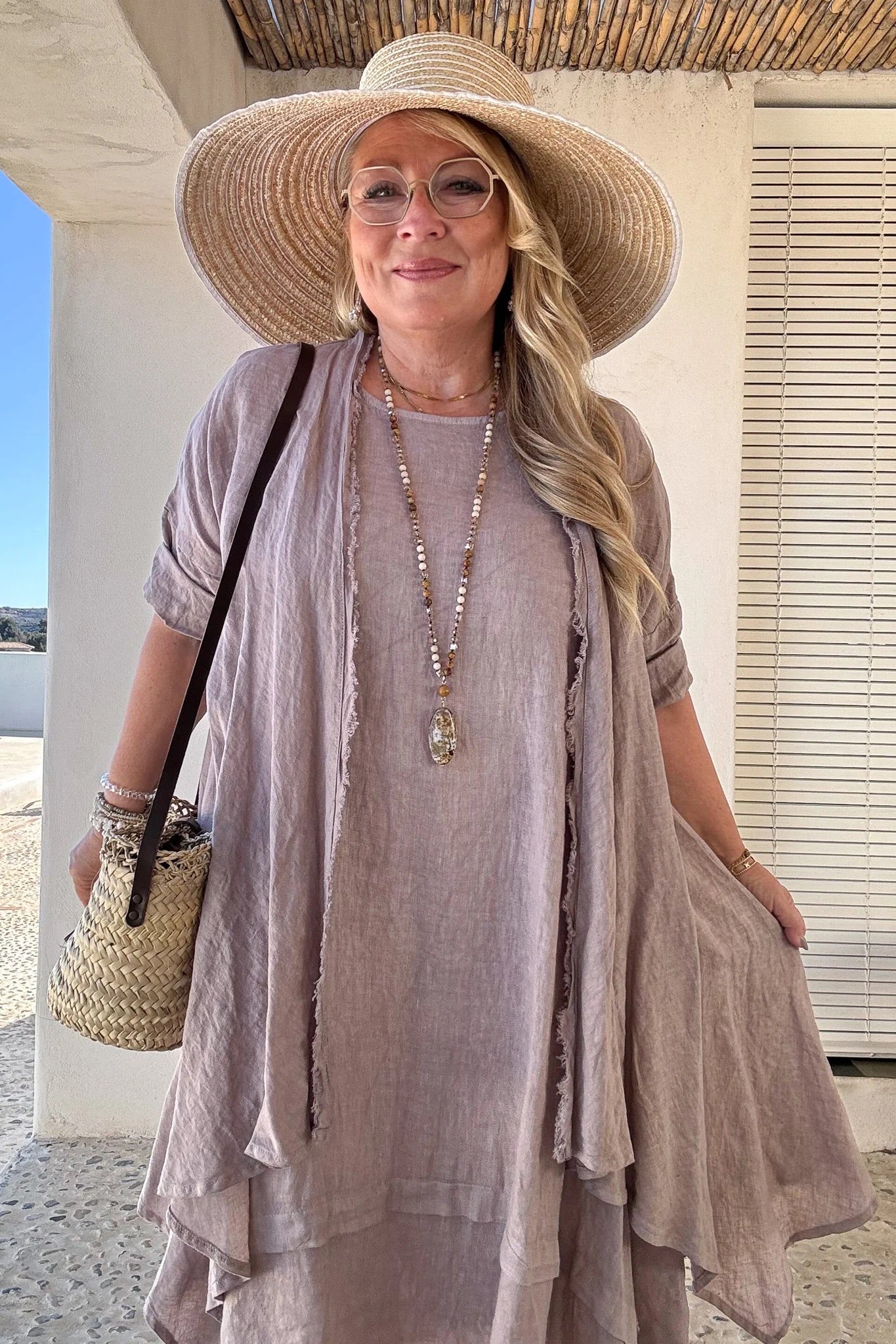 DRESS LINEN, JOLIE - SILVERPINK