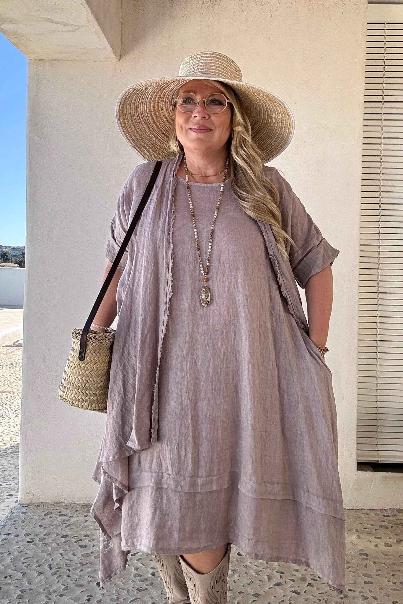 DRESS LINEN, JOLIE - SILVERPINK