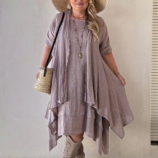 DRESS LINEN, JOLIE - SILVERPINK