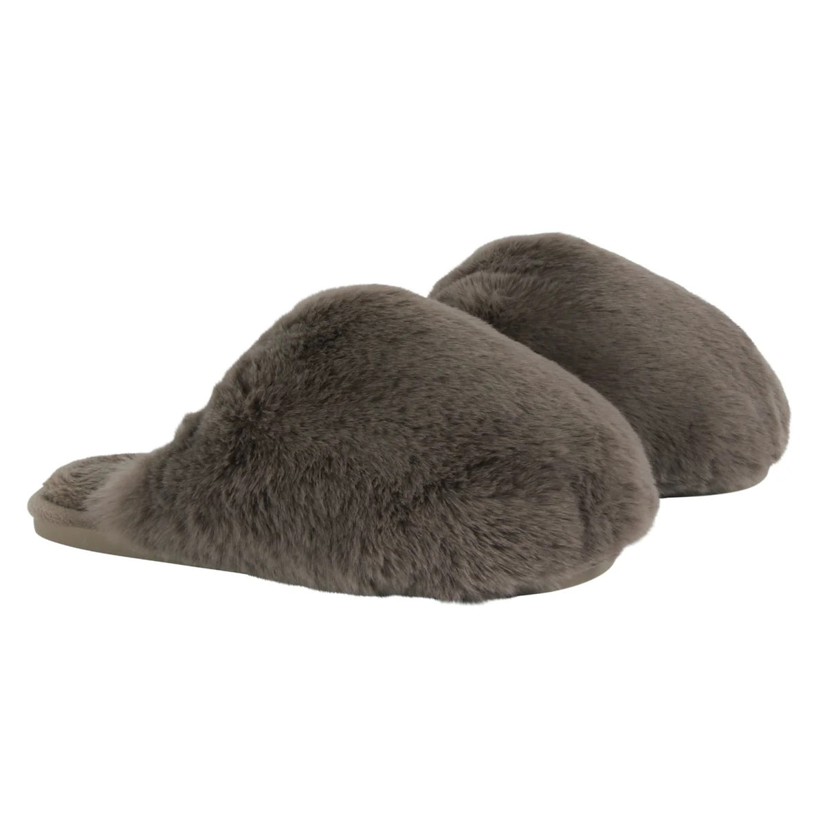 FUR SLIPPERS - CHARCOAL