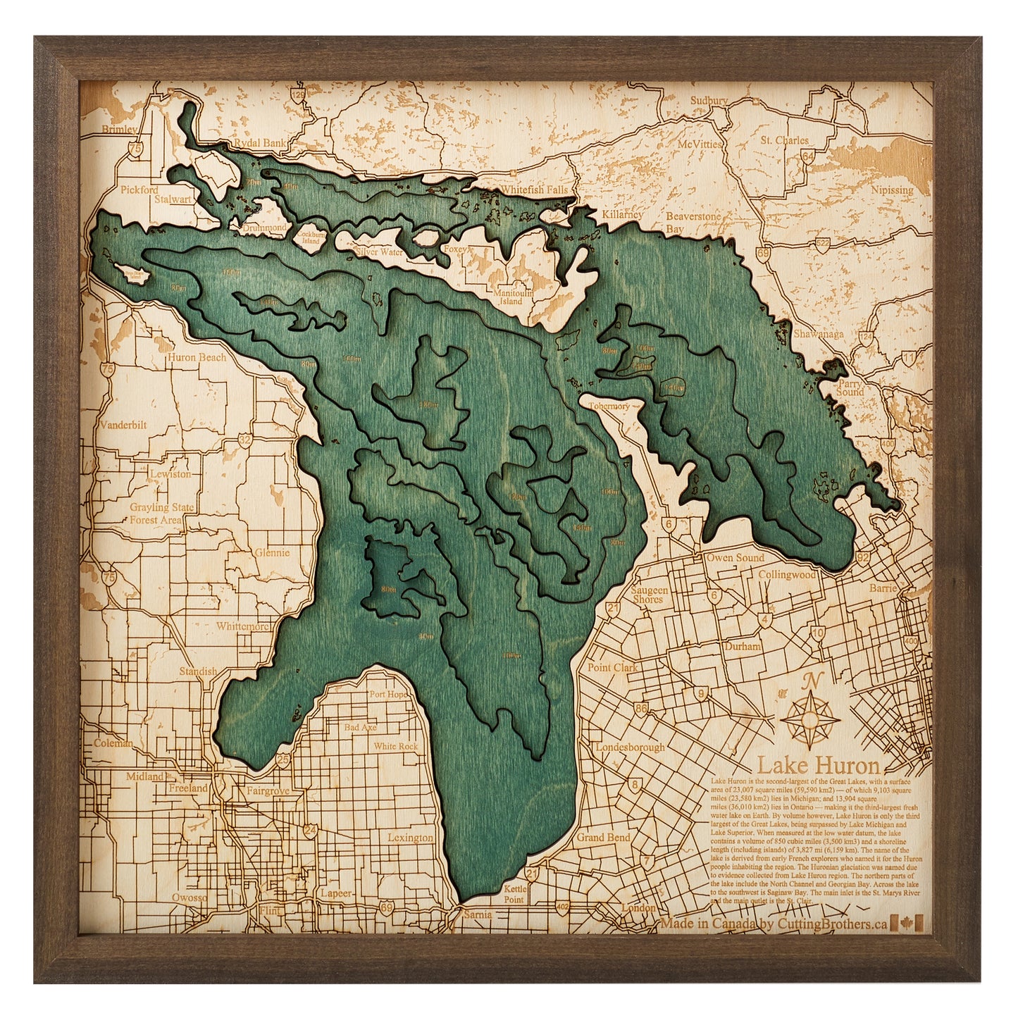 MAP, FRAMED - LAKE HURON (S)
