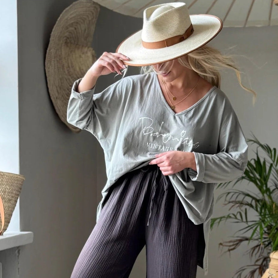 T-SHIRT (LONG SLEEVE), BOHEMIANA - TAUPE