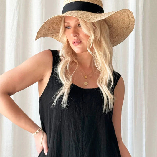 DRESS LINEN, MADDALENA - BLACK