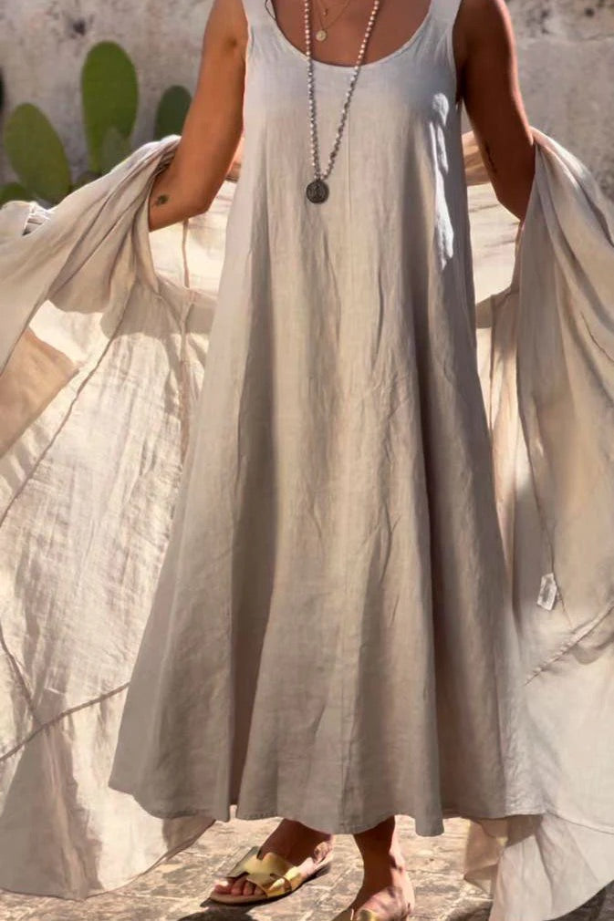 LINEN DRESS, MADDALENA - SAND