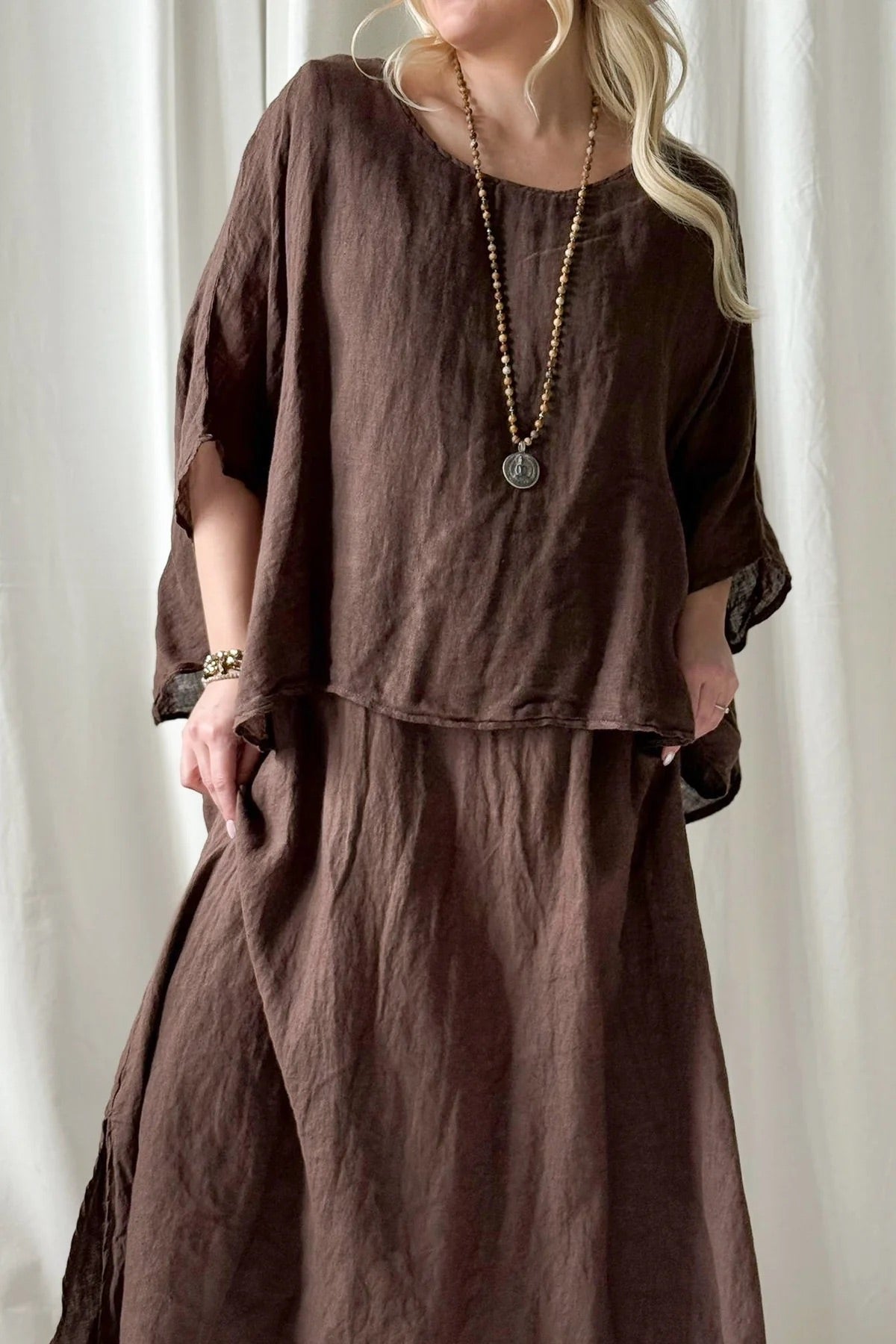 DRESS LINEN, MARTHA - COFFEE