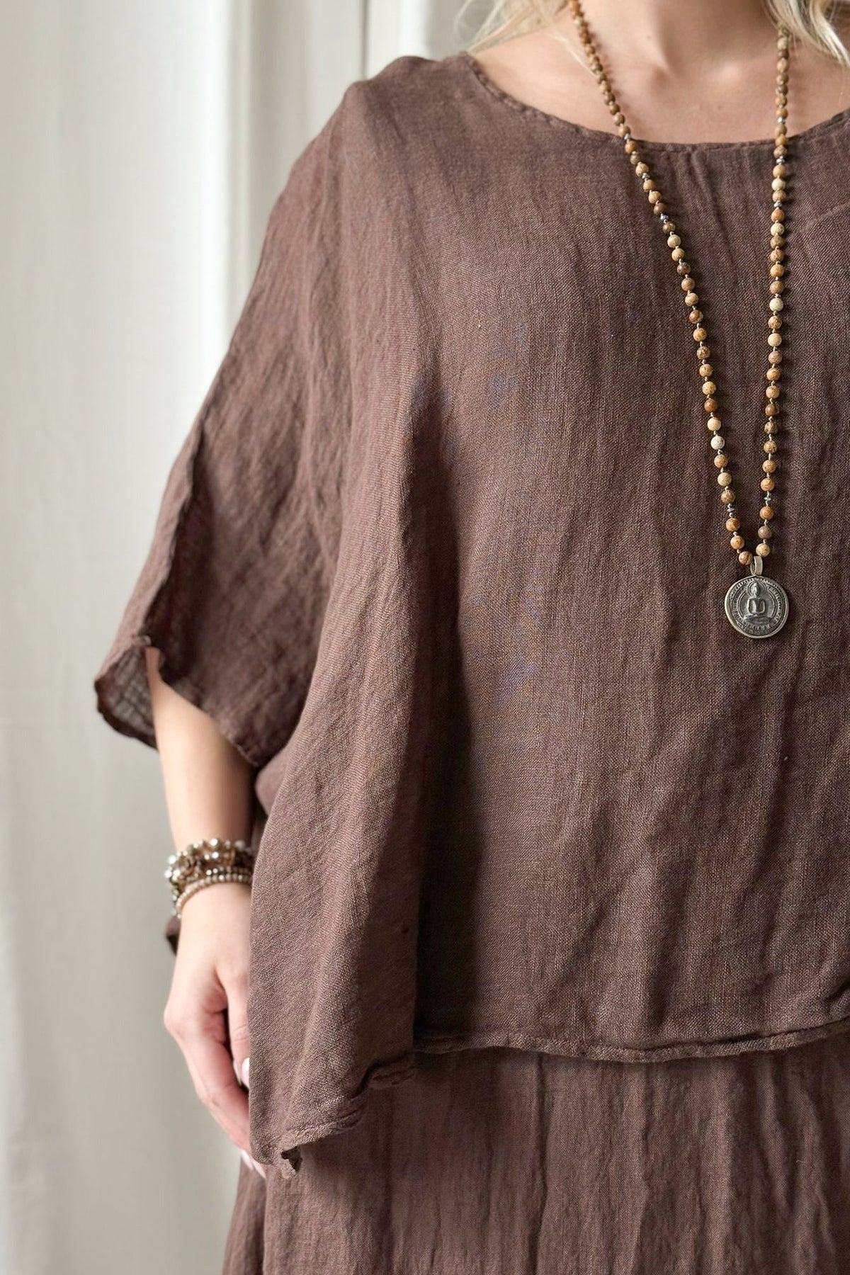 DRESS LINEN, MARTHA - COFFEE