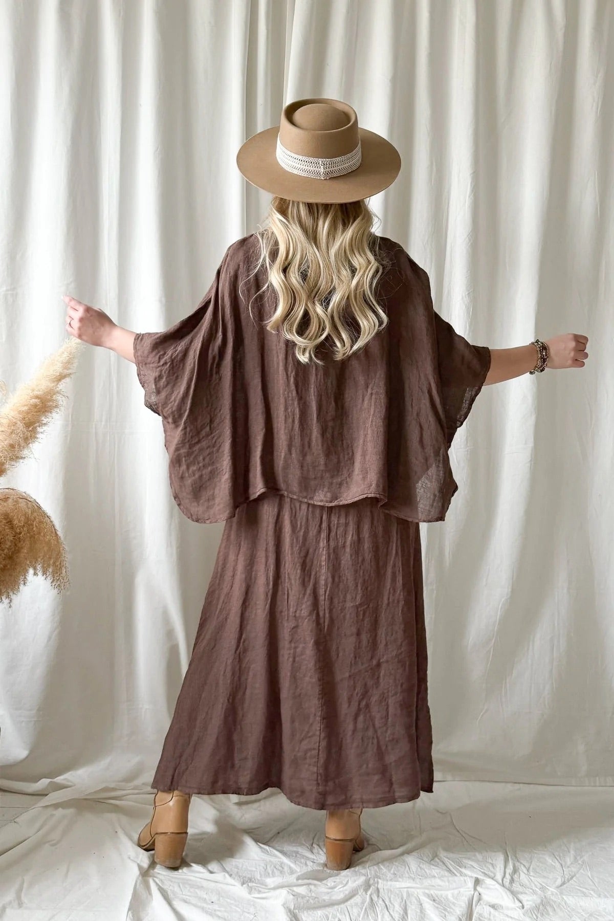 DRESS LINEN, MARTHA - COFFEE