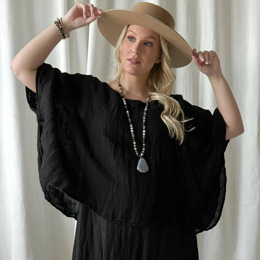 DRESS LINEN, MARTHA - BLACK