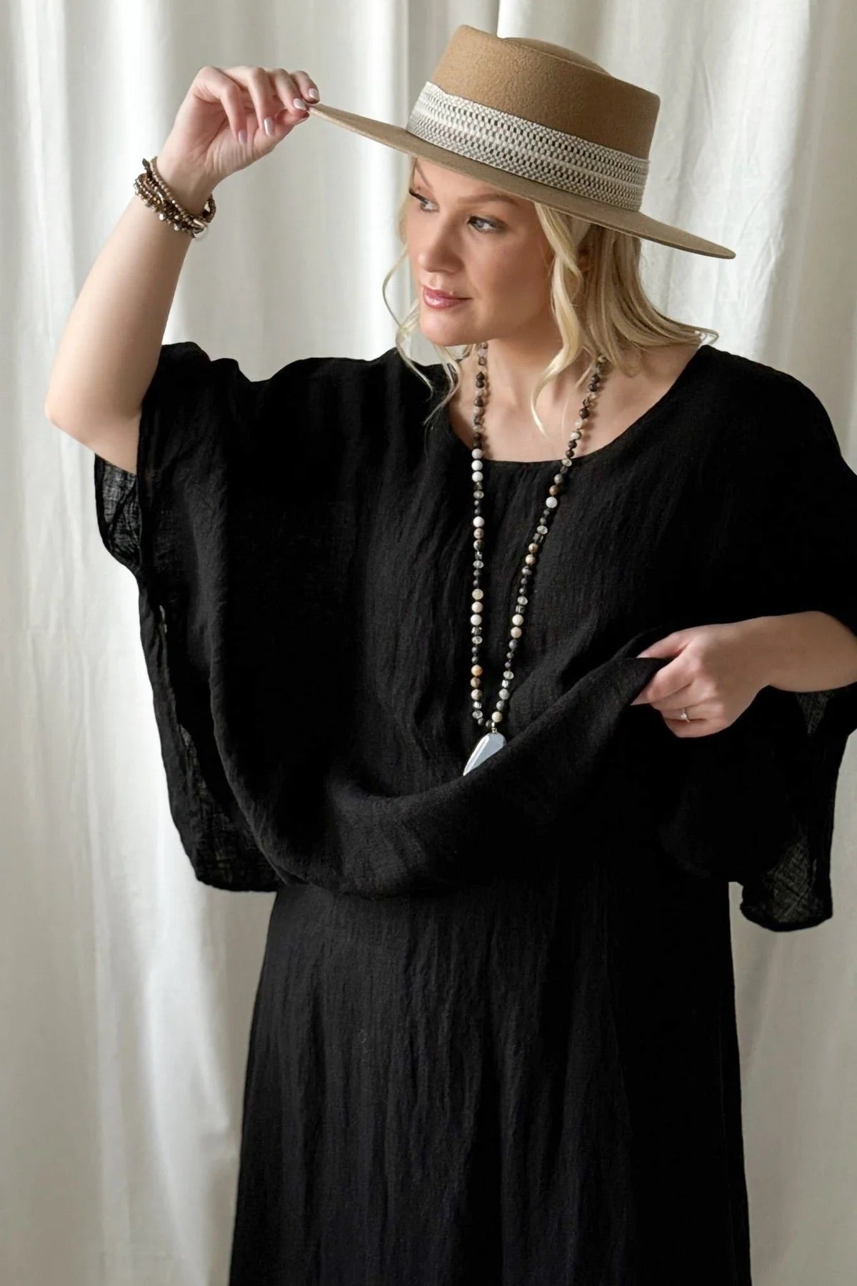 DRESS LINEN, MARTHA - BLACK