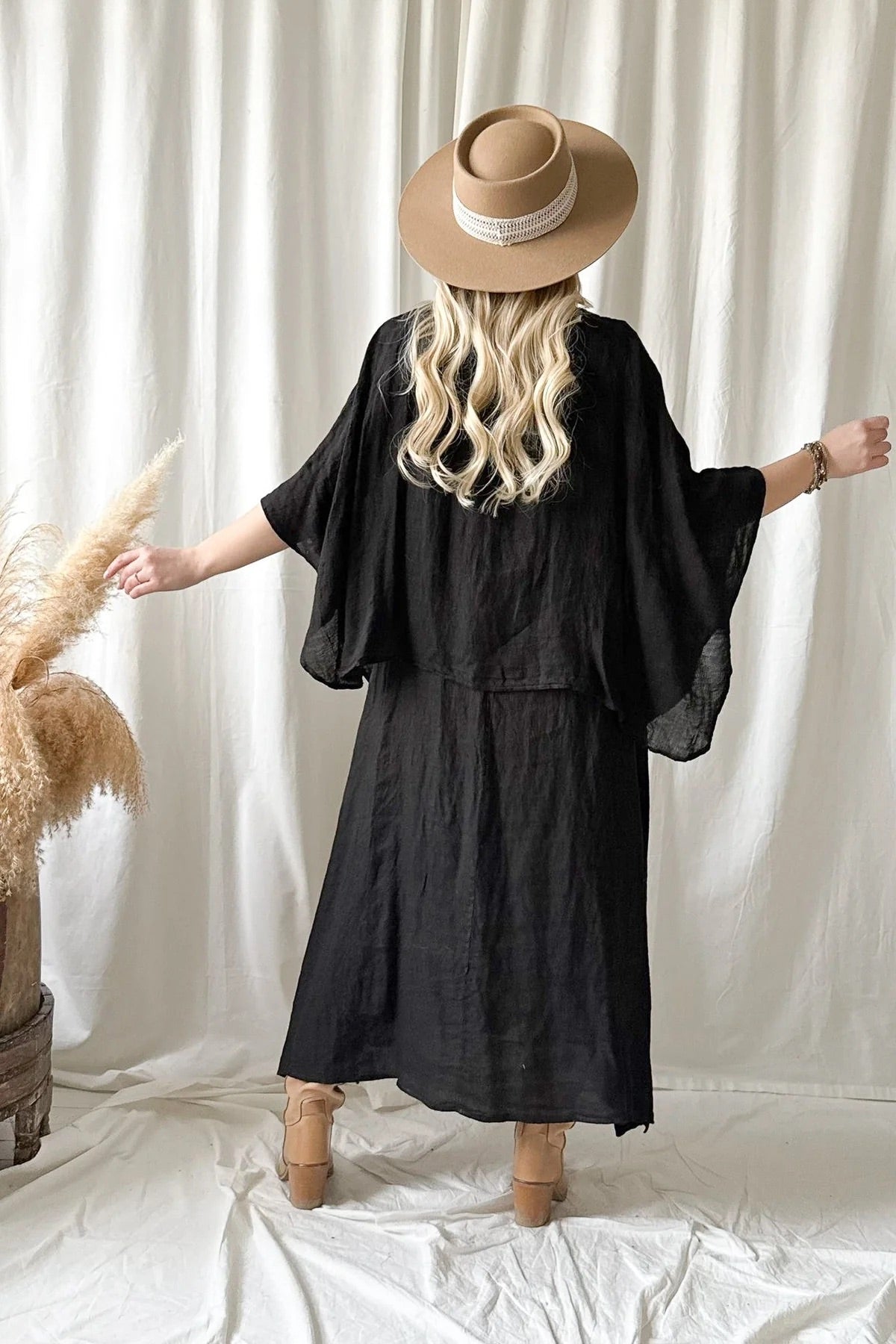 DRESS LINEN, MARTHA - BLACK