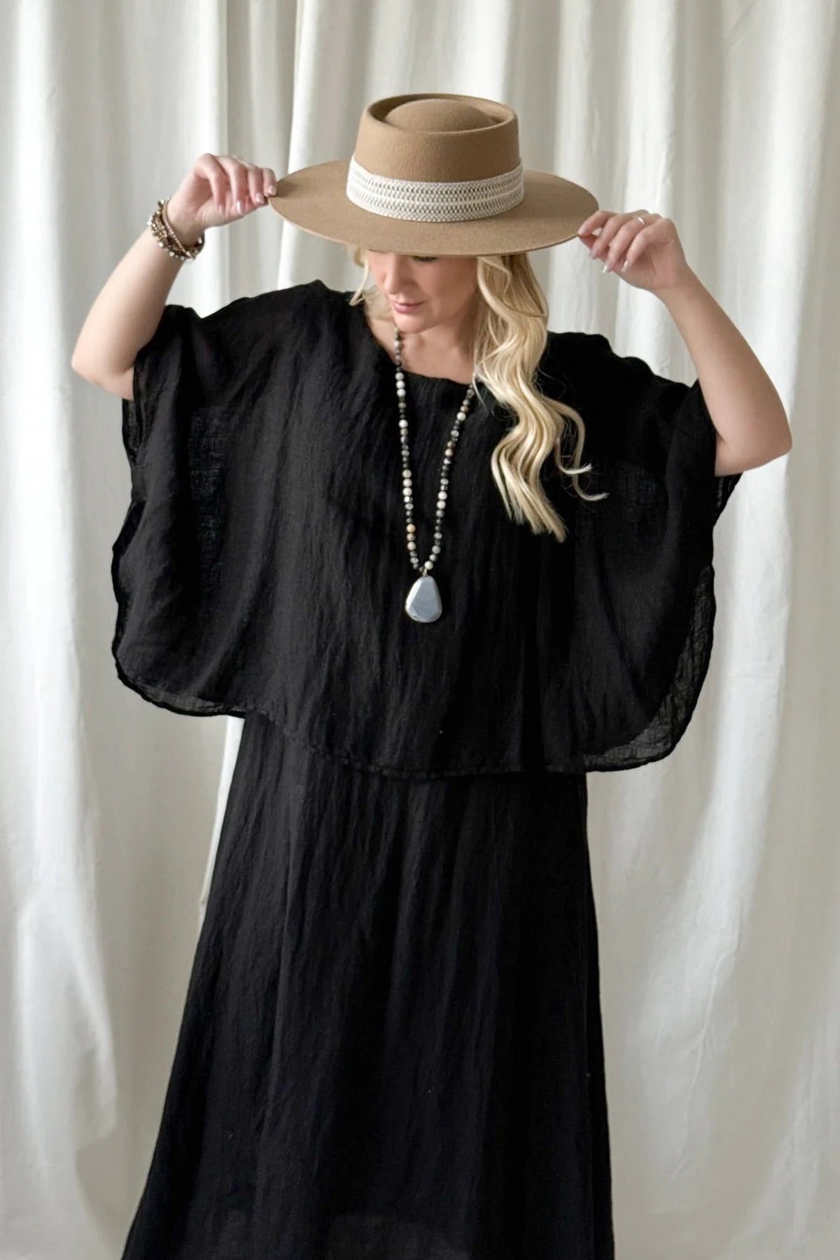 DRESS LINEN, MARTHA - BLACK