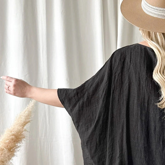 DRESS LINEN, MARTHA - BLACK