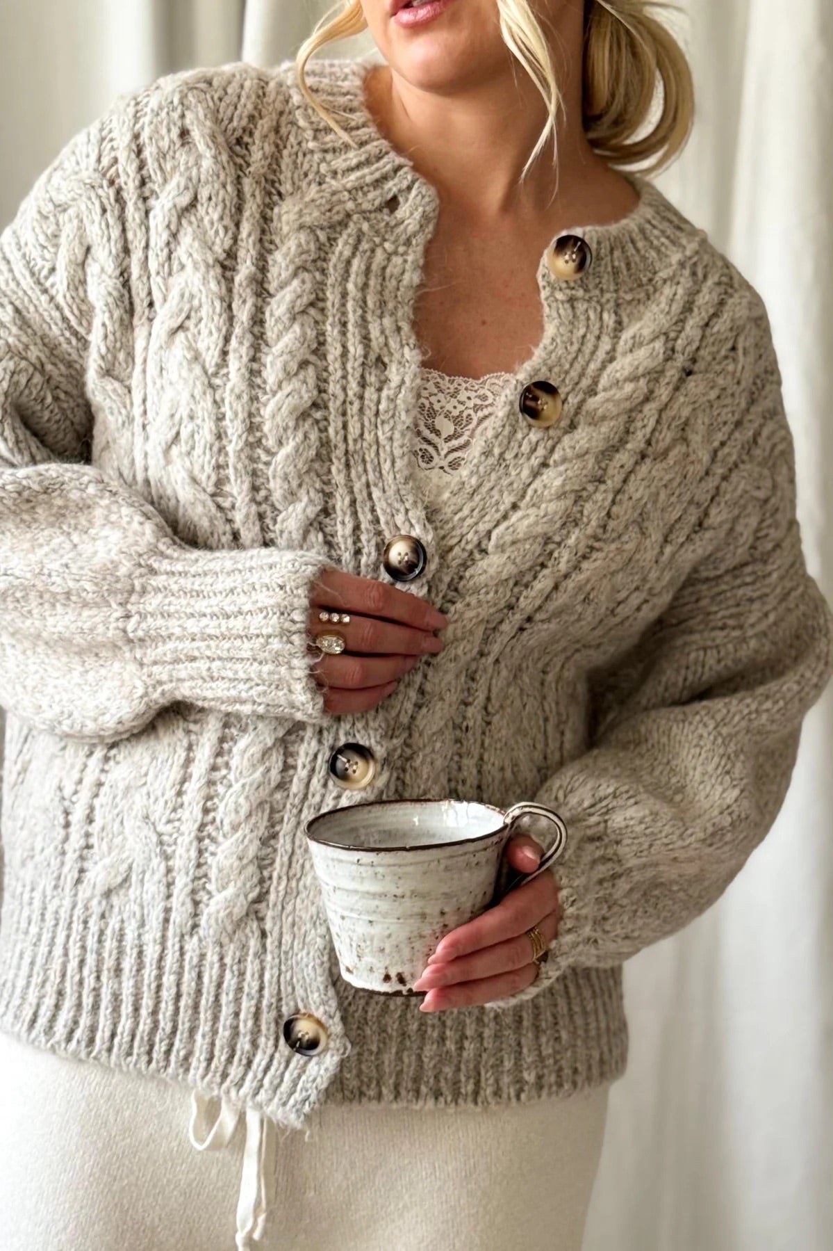 CARDIGAN, NAOMI - MELANGE BEIGE