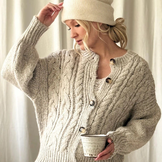 CARDIGAN, NAOMI - MELANGE BEIGE