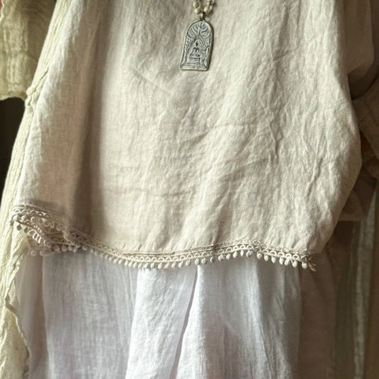 TOP LINEN, PEONY - SAND